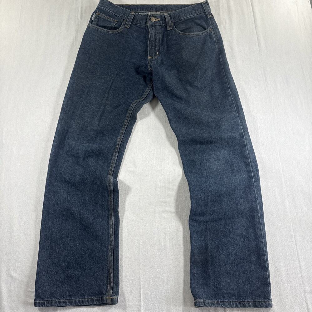 Carhartt Jeans Mens 32x32 Fits 34x32 100603-468 Relaxed Fit Denim Dark Blue Work
